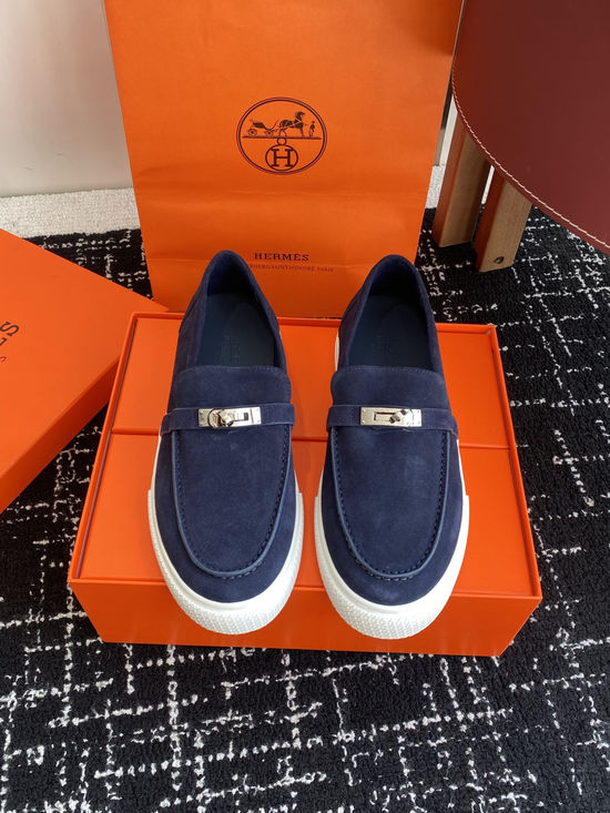 Hermes Classic Slip-on Loafers Soft Leather Upper Comfortable Sole