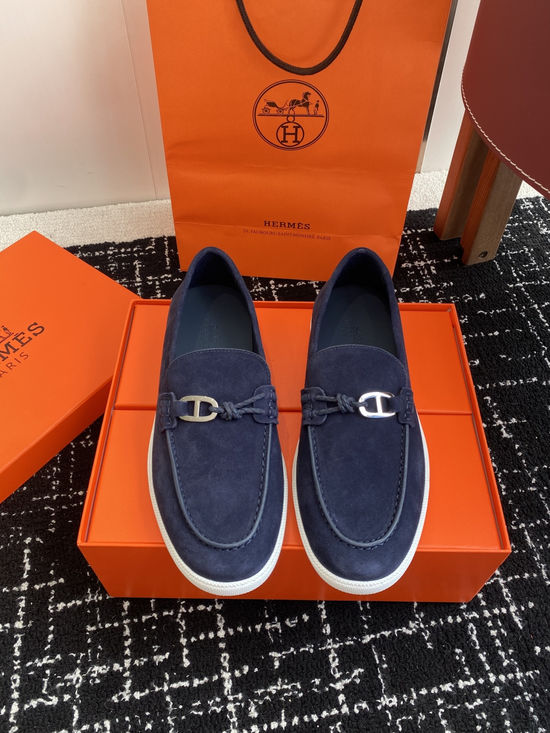 Hermes Classic Slip-on Loafers Soft Leather Upper Comfortable Sole
