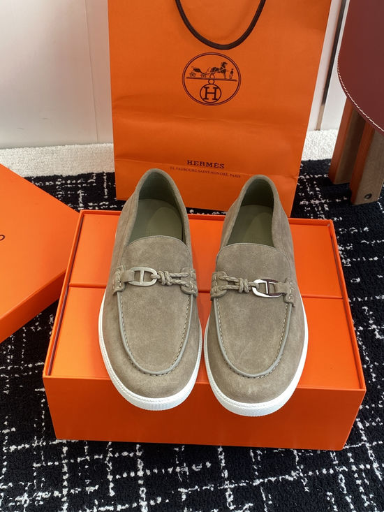 Hermes Classic Slip-on Loafers Soft Leather Upper Comfortable Sole