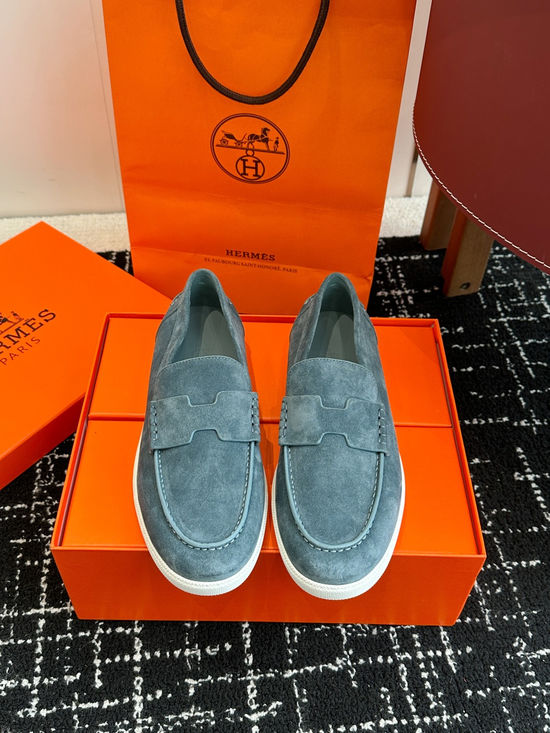 Hermes Classic Slip-on Loafers Soft Leather Upper Comfortable Sole
