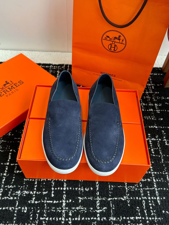 Hermes Classic Slip-on Loafers Soft Leather Upper Comfortable Sole