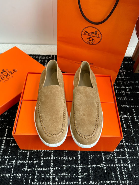 Hermes Classic Slip-on Loafers Soft Leather Upper Comfortable Sole
