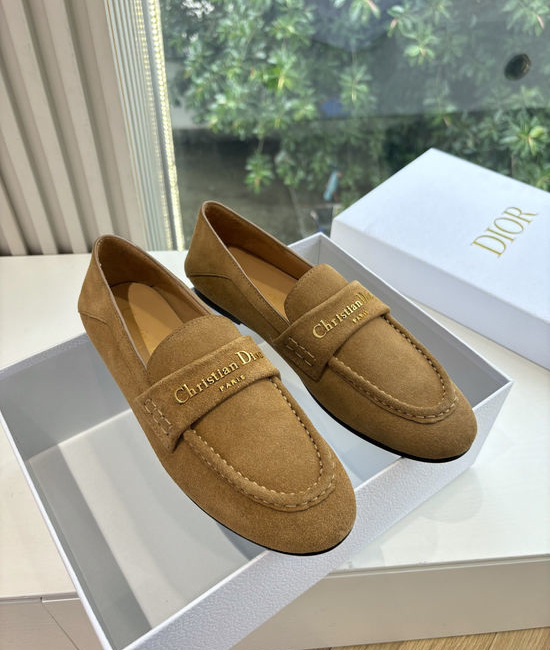 Christian Dior CD Classic Logo Buckle Loafers Premium Leather Upper