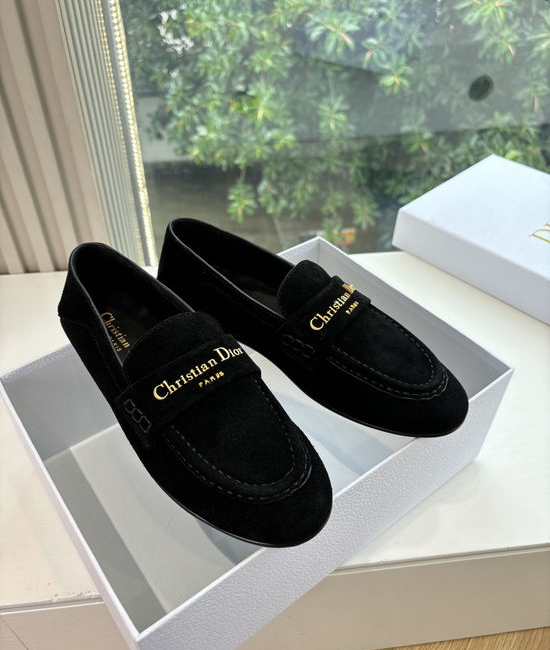 Christian Dior CD Classic Logo Buckle Loafers Premium Leather Upper