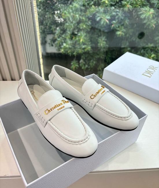 Christian Dior CD Classic Logo Buckle Loafers Premium Leather Upper