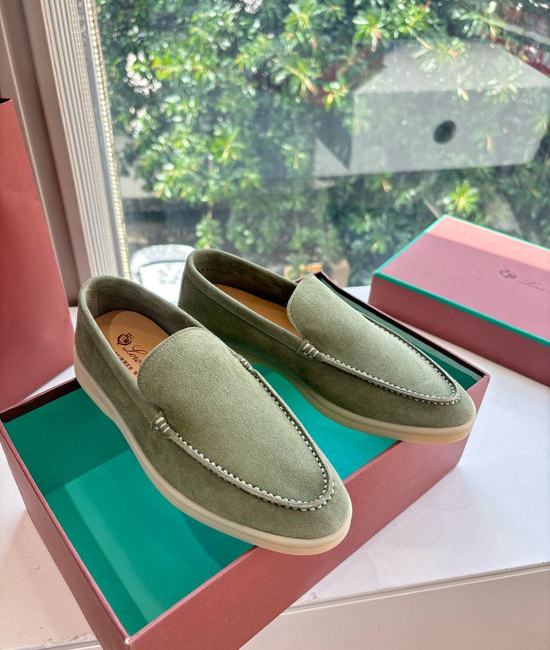Loro Piana Suede Loafers Hand Stitched Premium Sole Comfortable Casual Shoes