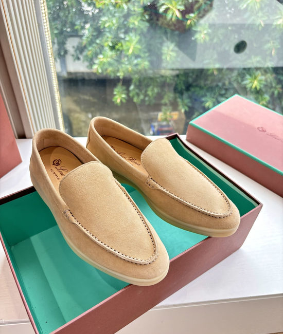 Loro Piana Suede Loafers Hand Stitched Premium Sole Comfortable Casual Shoes