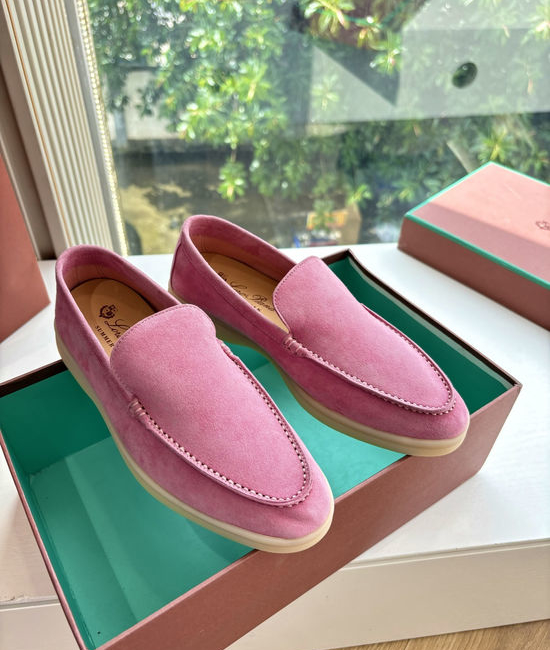 Loro Piana Suede Loafers Hand Stitched Premium Sole Comfortable Casual Shoes