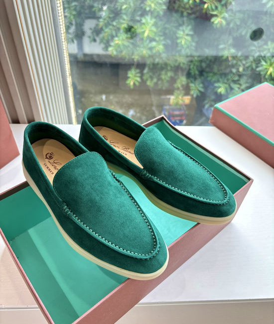 Loro Piana Suede Loafers Hand Stitched Premium Sole Comfortable Casual Shoes
