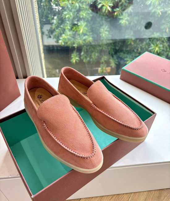Loro Piana Suede Loafers Hand Stitched Premium Sole Comfortable Casual Shoes