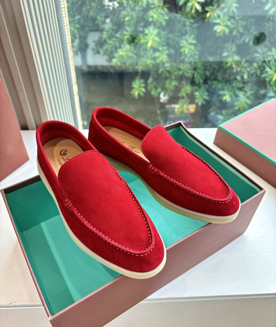 Loro Piana Suede Loafers Hand Stitched Premium Sole Comfortable Casual Shoes