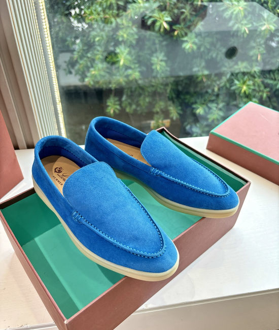 Loro Piana Suede Loafers Hand Stitched Premium Sole Comfortable Casual Shoes
