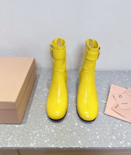 Miu Miu Vintage Block Heel Ankle Boots with Premium Leather Upper