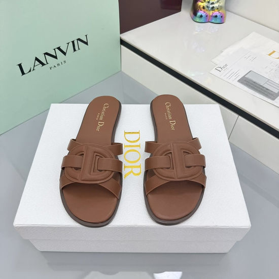 Christian Dior CD Genuine Leather Sole Versatile Comfortable Flat Sandals