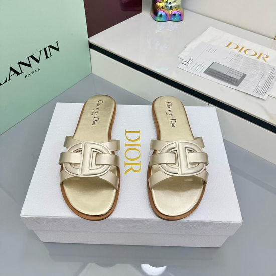 Christian Dior CD Genuine Leather Sole Versatile Comfortable Flat Sandals
