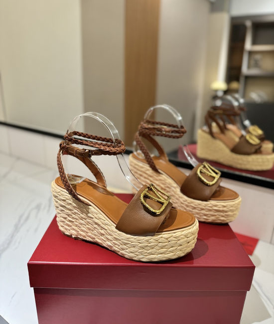 Valentino Cowhide Sandals With Metal Accent Mid Heel