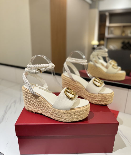 Valentino Cowhide Sandals With Metal Accent Mid Heel