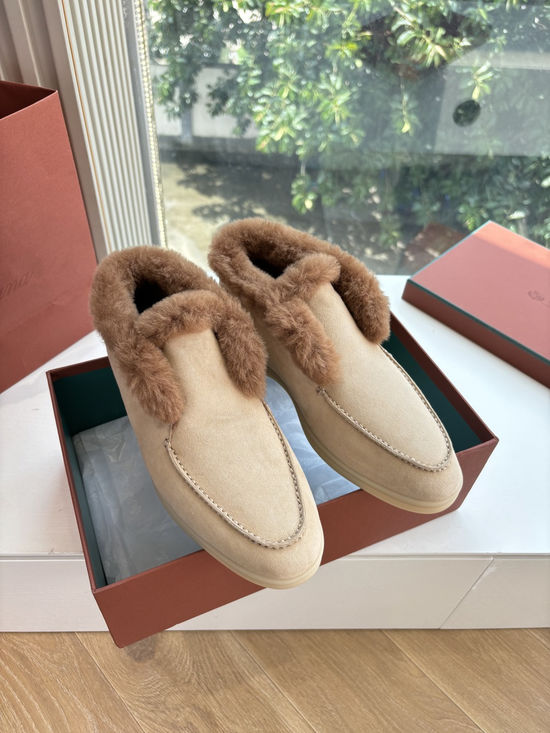 Loro Piana Elegant Suede Loafers with Italian Cashmere Accents