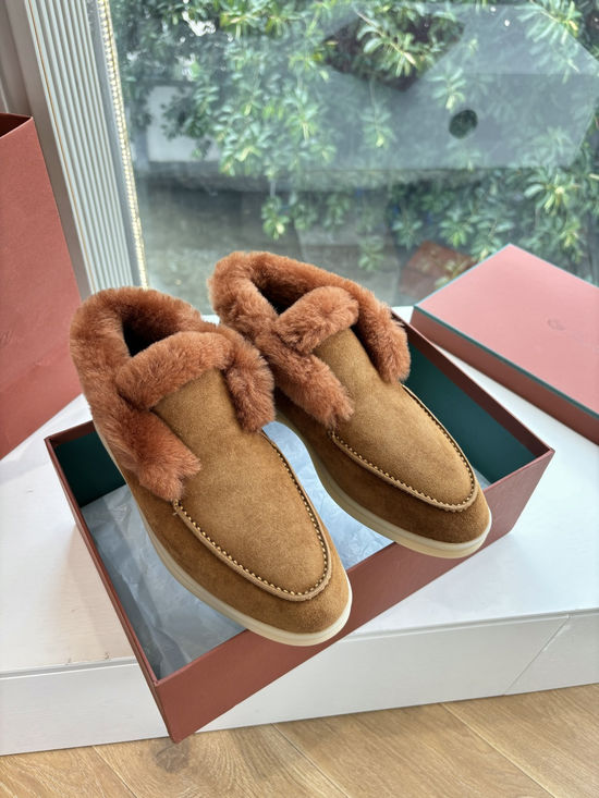Loro Piana Elegant Suede Loafers with Italian Cashmere Accents