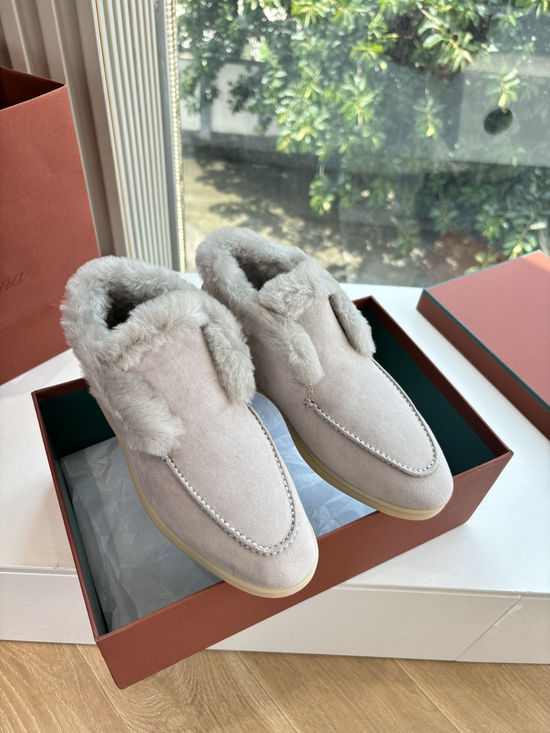 Loro Piana Elegant Suede Loafers with Italian Cashmere Accents