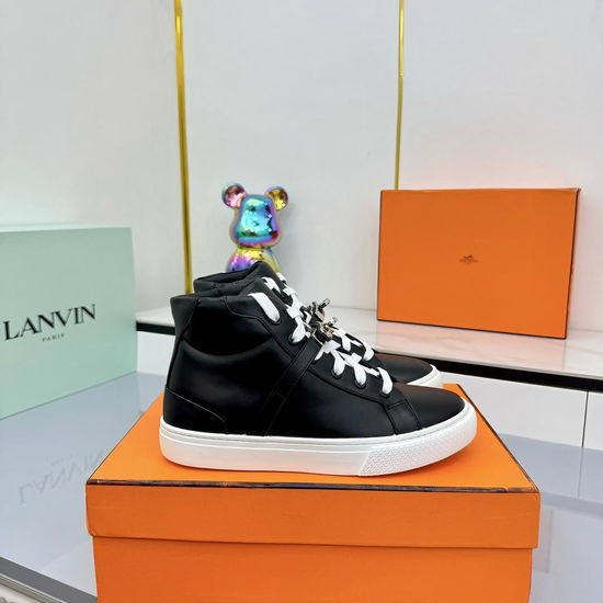 Hermes Elegant Buckle Decor High Top Flat Casual Shoes
