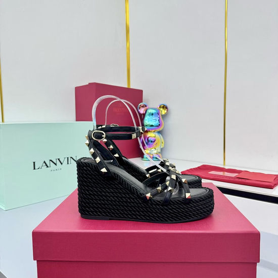 Valentino Rivet Decor Espadrille Wedge Casual Sandals