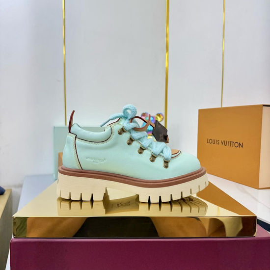 Louis Vuitton Lace-up Thick Sole Loafers Genuine Leather Upper Non-slip Outsole