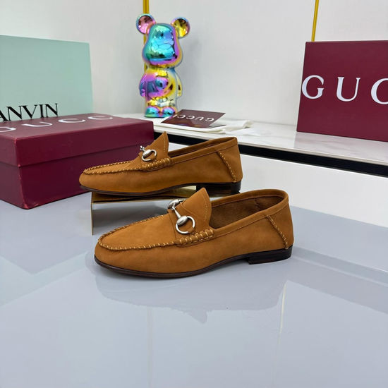 Gucci Luxury Crystal Decorated Leather Loafer Flat Shoes