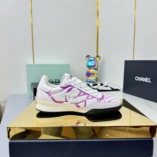 Chanel Premium Leather Embroidered Fashion Casual Sports Sneakers