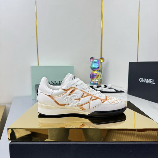 Chanel Premium Leather Embroidered Fashion Casual Sports Sneakers