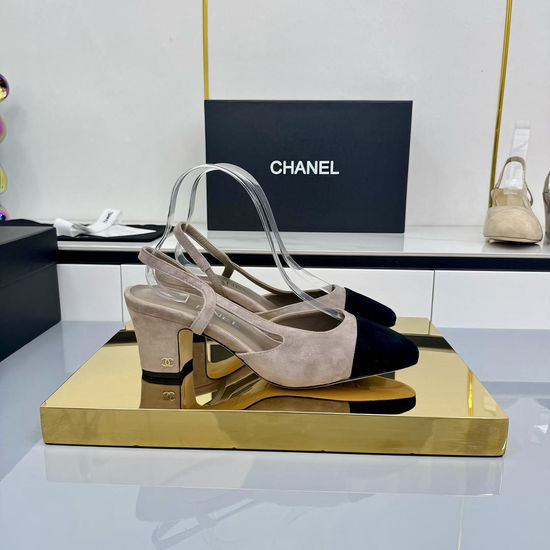 Chanel Classic Two Tone Slingback Flats Premium Sheepskin Lining