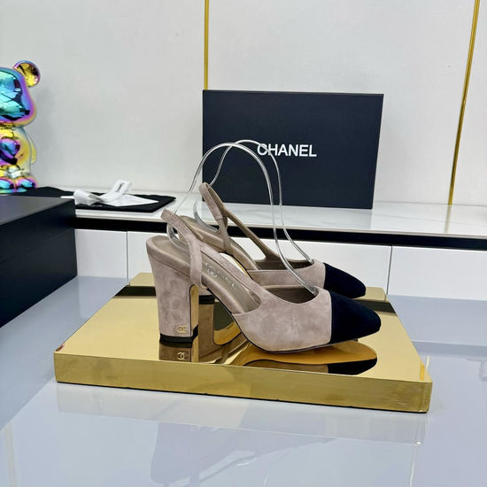 Chanel Classic Two Tone Slingback Sandals Premium Leather Upper