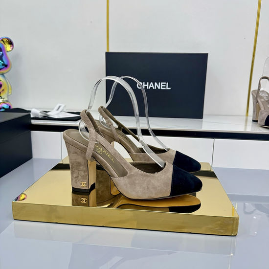 Chanel Classic Two Tone Slingback Sandals Premium Leather Upper