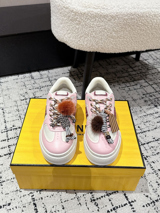 Fendi Leather Platform Sneakers with Decorative Hanging Charms