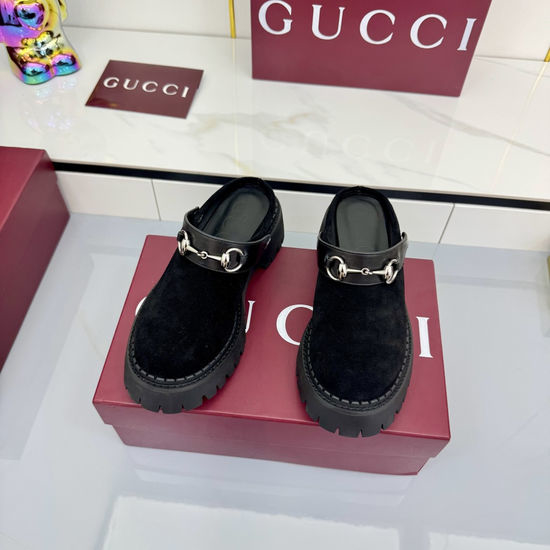 Gucci Luxury Crystal Decorated Leather Loafer Flat Shoes