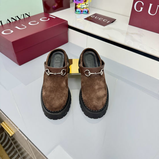 Gucci Luxury Crystal Decorated Leather Loafer Flat Shoes