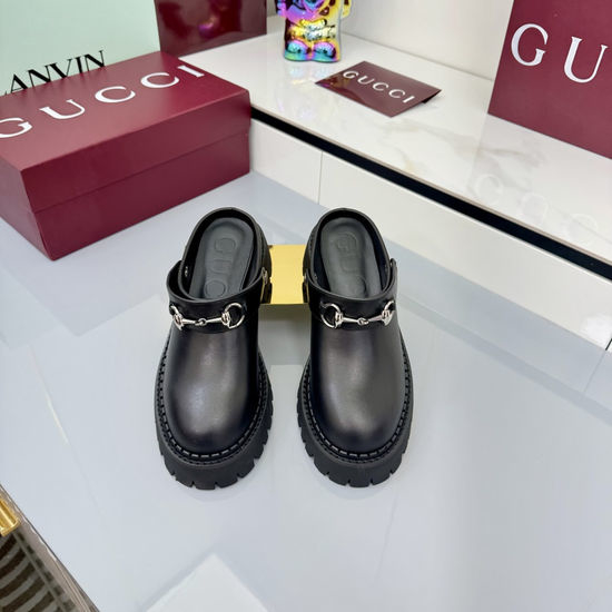 Gucci Luxury Crystal Decorated Leather Loafer Flat Shoes