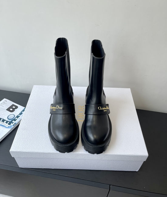 Christian Dior CD Punk-Style Chelsea Elastic Ankle Boots with CD Logo