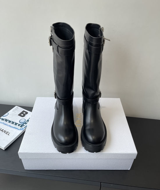 Christian Dior CD Premium Leather Chunky Sole Versatile Fashion Ankle Boots
