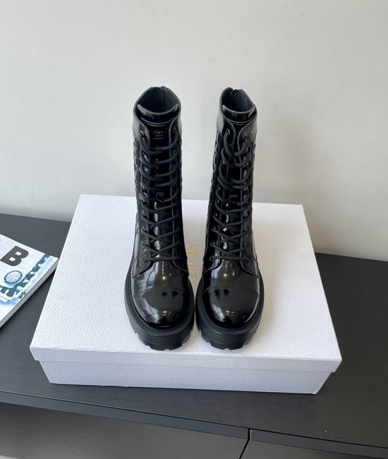 Christian Dior CD Premium Leather Trendy Comfortable All-match Motorcycle Boots