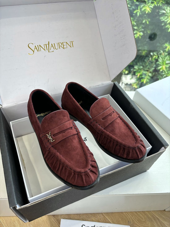 Yves Saint Laurent Embossed Logo Leather Slip-on Loafer Mules