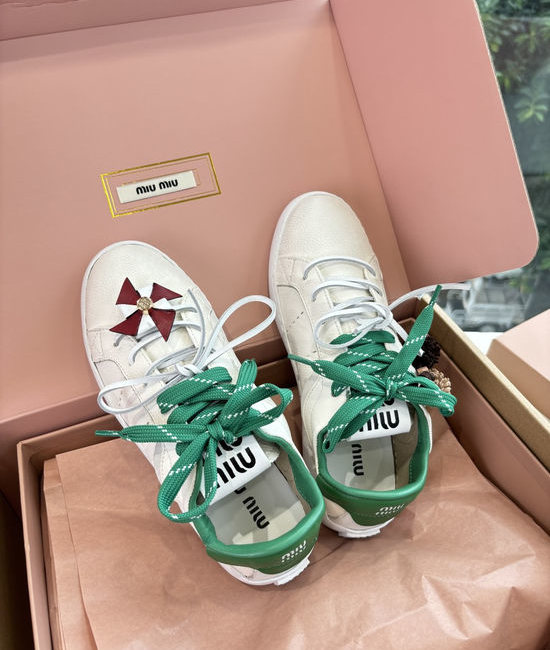 Miu Miu Comfortable Thick Sole Casual Leather Sneakers