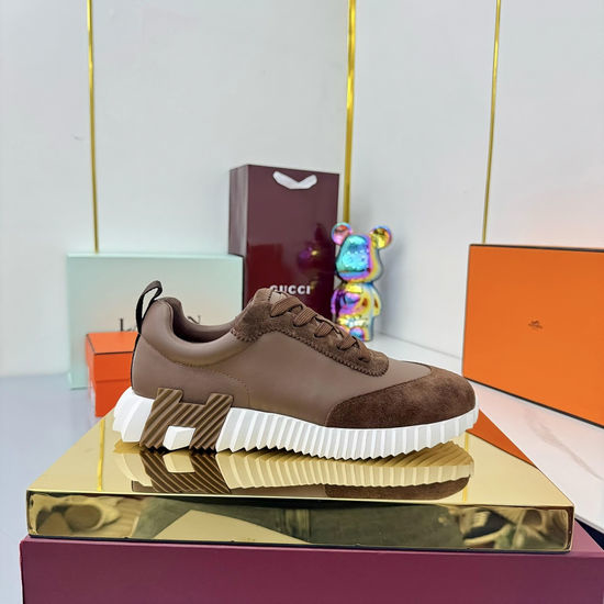 Hermes Classic Casual Comfortable Suede Canvas Chunky Sneakers
