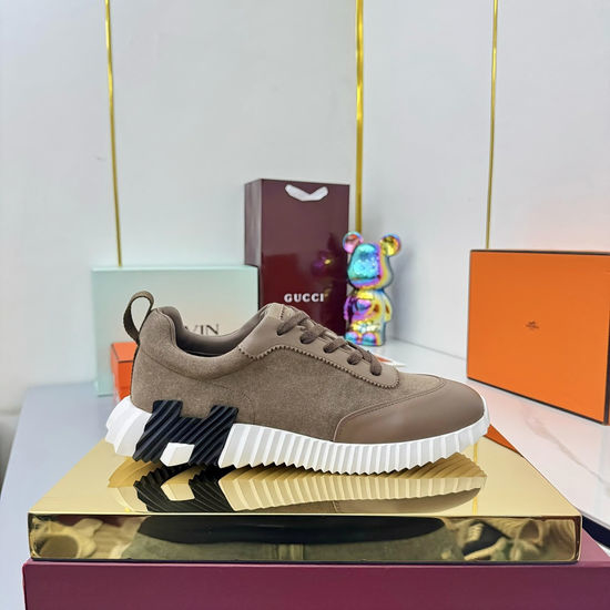 Hermes Classic Casual Comfortable Suede Canvas Chunky Sneakers