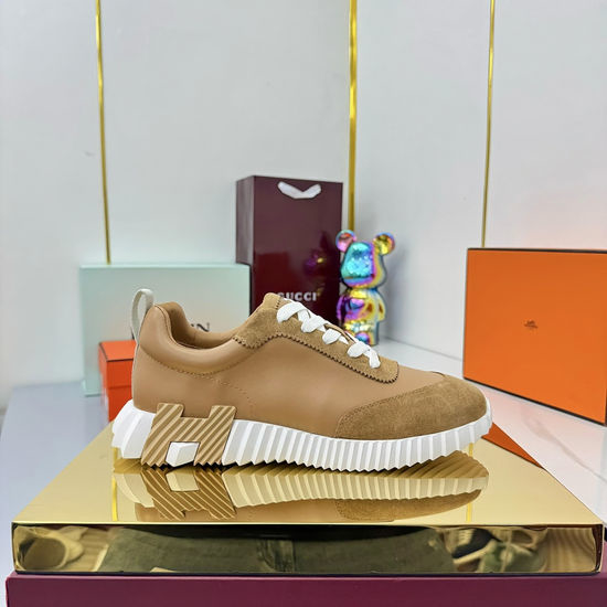 Hermes Classic Casual Comfortable Suede Canvas Chunky Sneakers