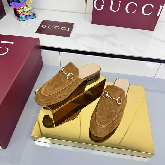 Gucci Crystal Embellished Slip On Loafer Mules