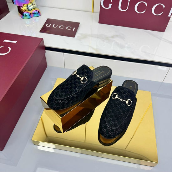 Gucci Crystal Embellished Slip On Loafer Mules