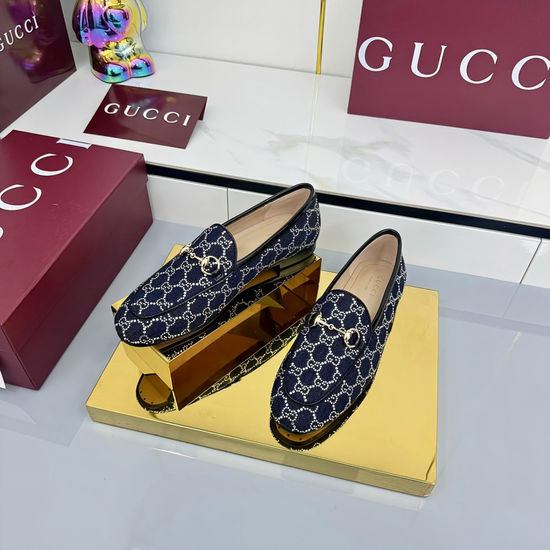 Gucci Rhinestone Embellished Premium Canvas Loafer Mules