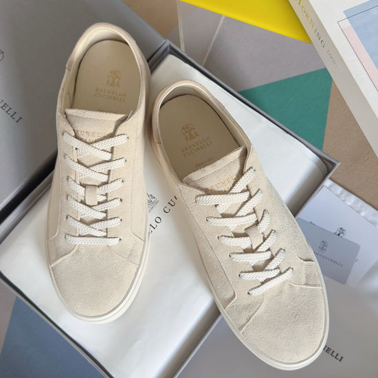Brunello Cucinelli Premium Leather Casual Walking Sneakers with Comfortable Sole