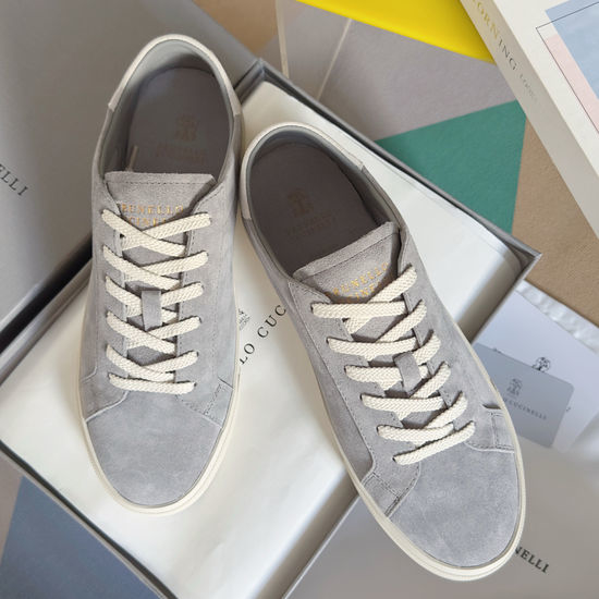 Brunello Cucinelli Premium Leather Casual Walking Sneakers with Comfortable Sole
